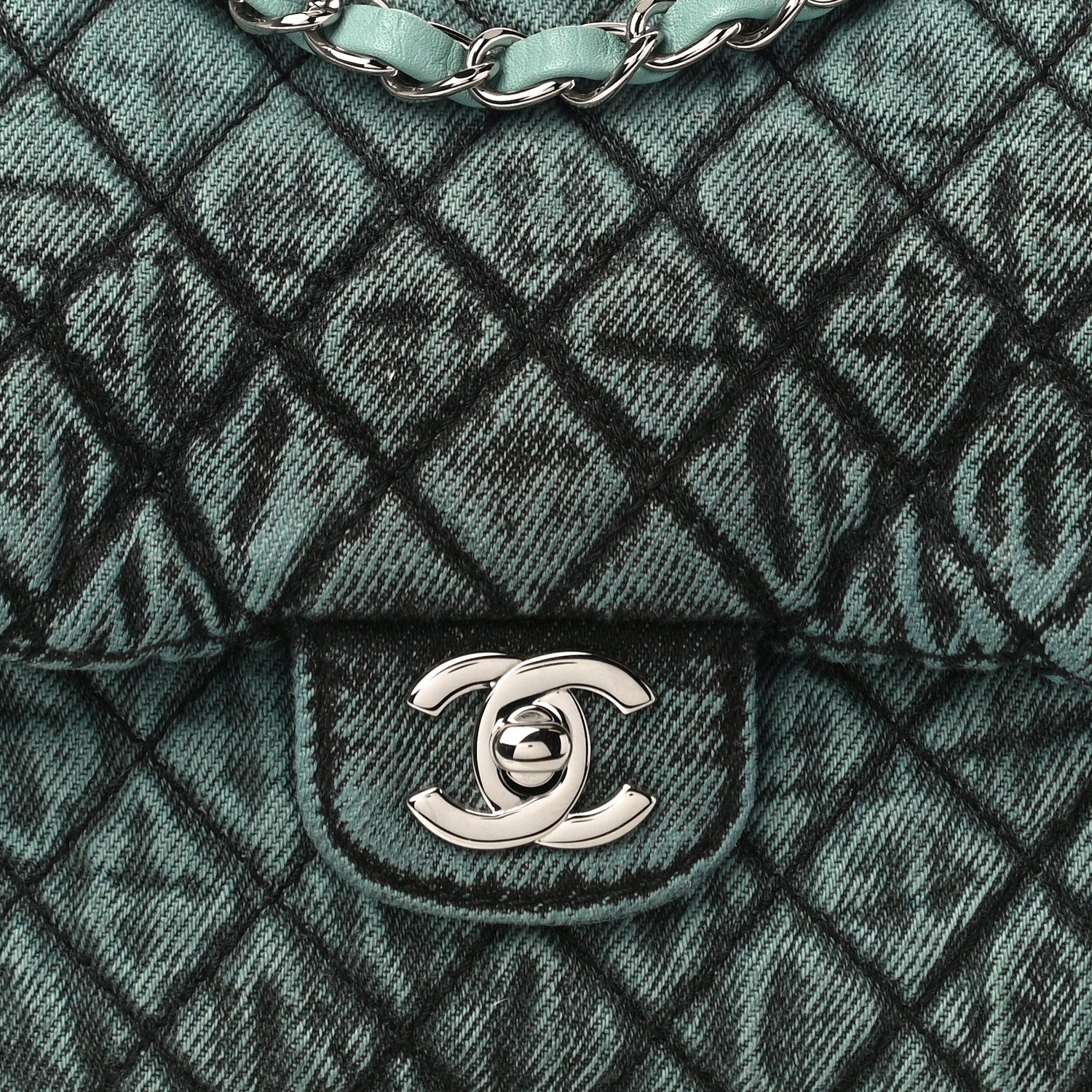 Chanel Washed Denim Quilted Small Denimpression Flap Blue Black 10 of 11