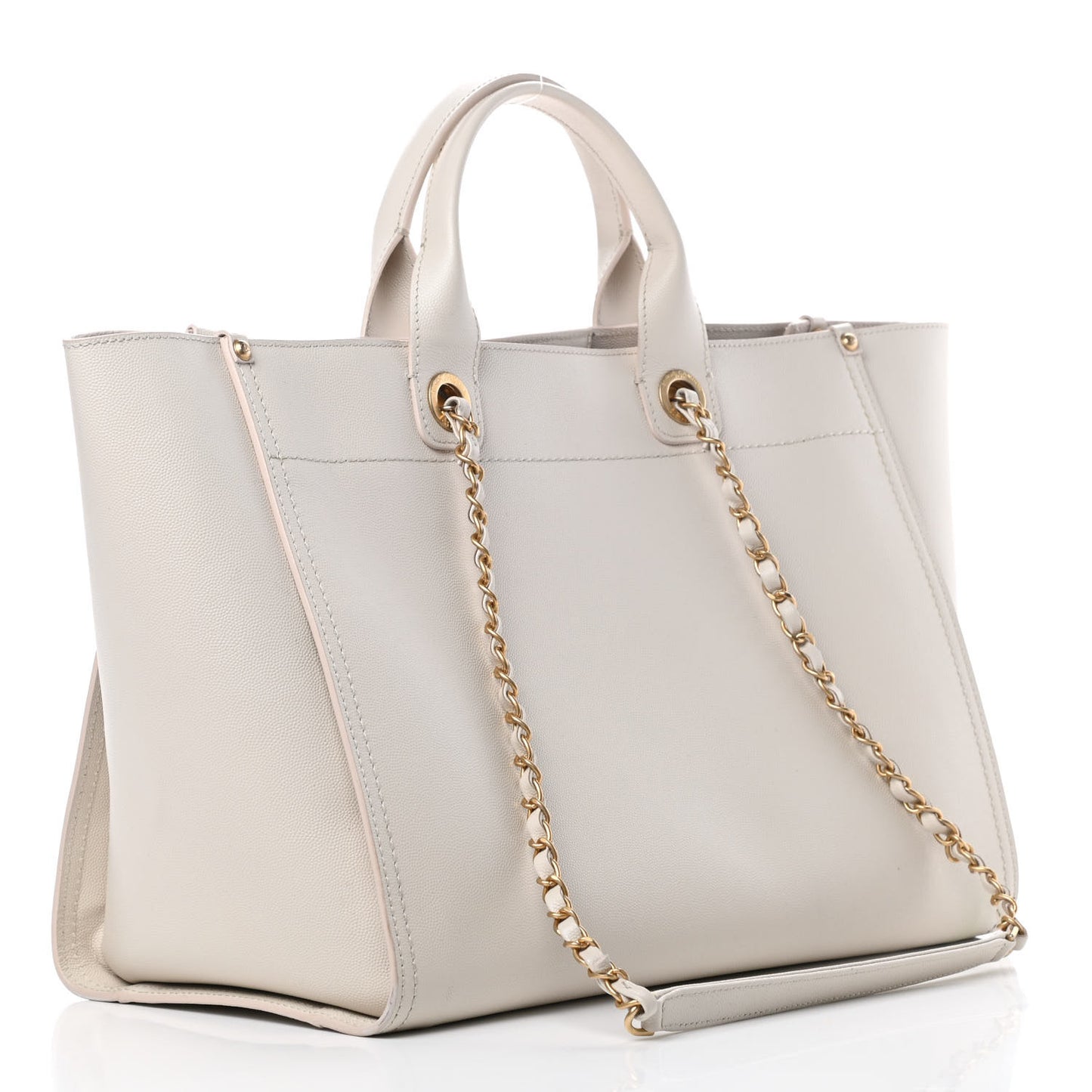 Caviar Medium Studded Deauville Tote Beige