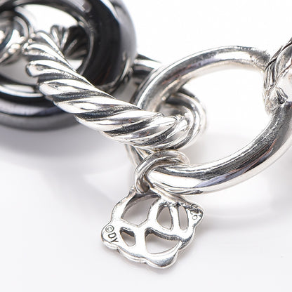 David Yurman Sterling Silver Ceramic 13mm Large Oval Link Bracelet Black 4 of 5