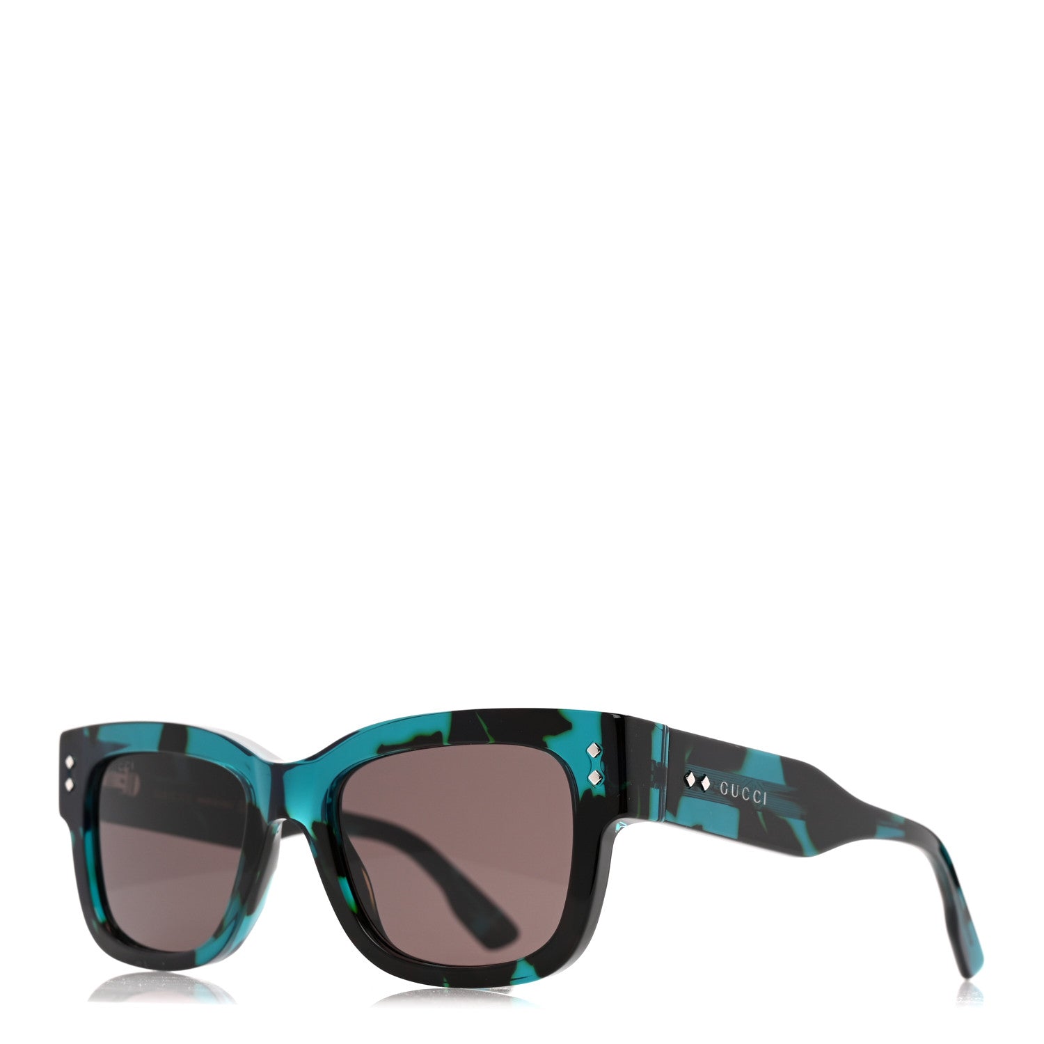 Gucci Acetate Square Frame Sunglasses GG1217S Havana Blue 1 of 7
