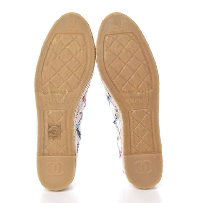 Chanel Tweed Grosgrain CC Espadrilles 41 White Blue Pink Green Black 5 of 8