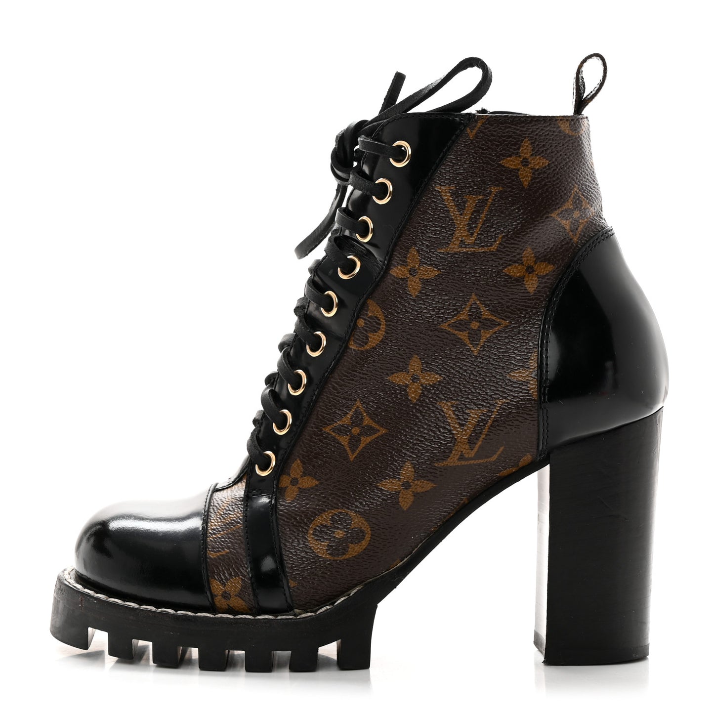 Patent Calfskin Monogram Star Trail Ankle Boots 37.5 Black
