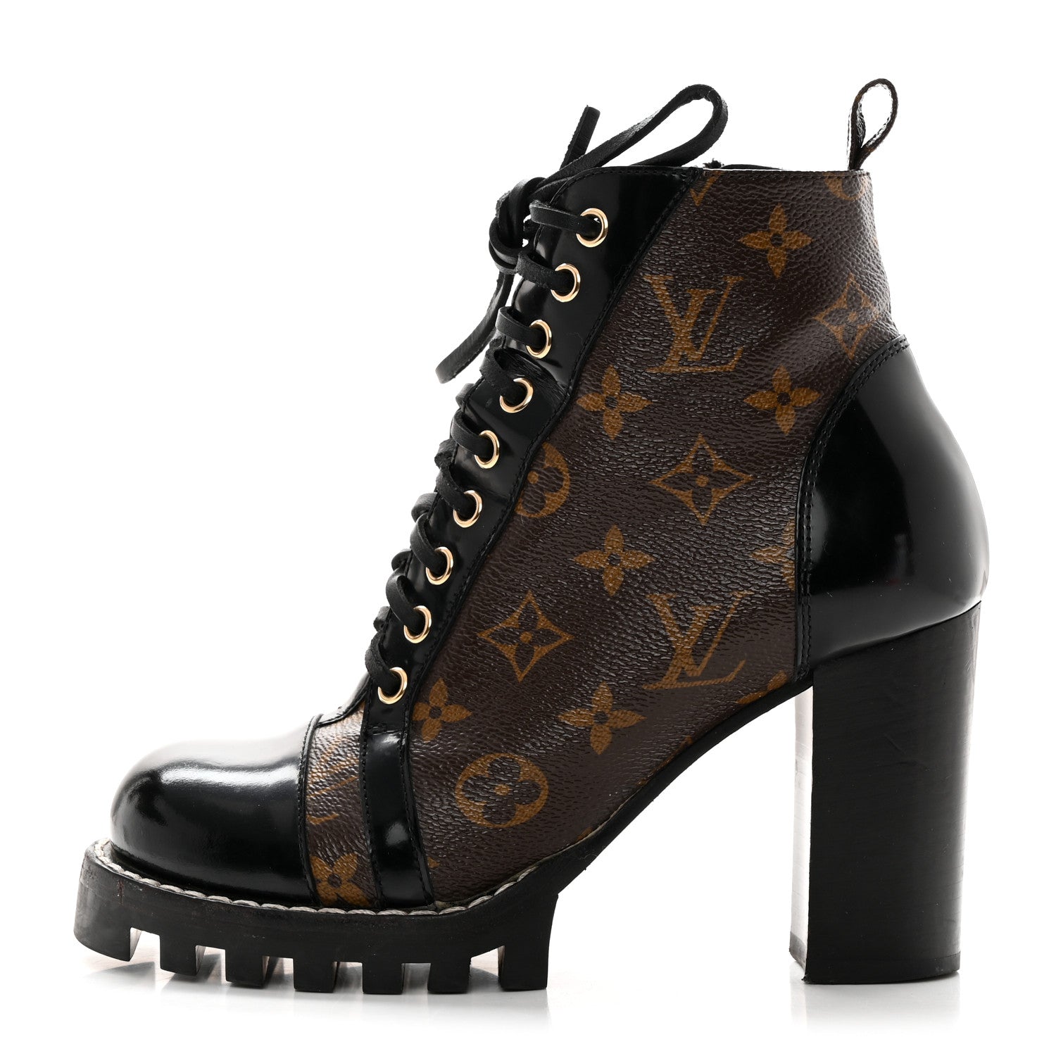 Louis Vuitton Patent Calfskin Monogram Star Trail Ankle Boots 37.5 Black 1 of 8