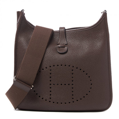 Hermes Taurillon Clemence Evelyne III PM Chocolate 1 of 10