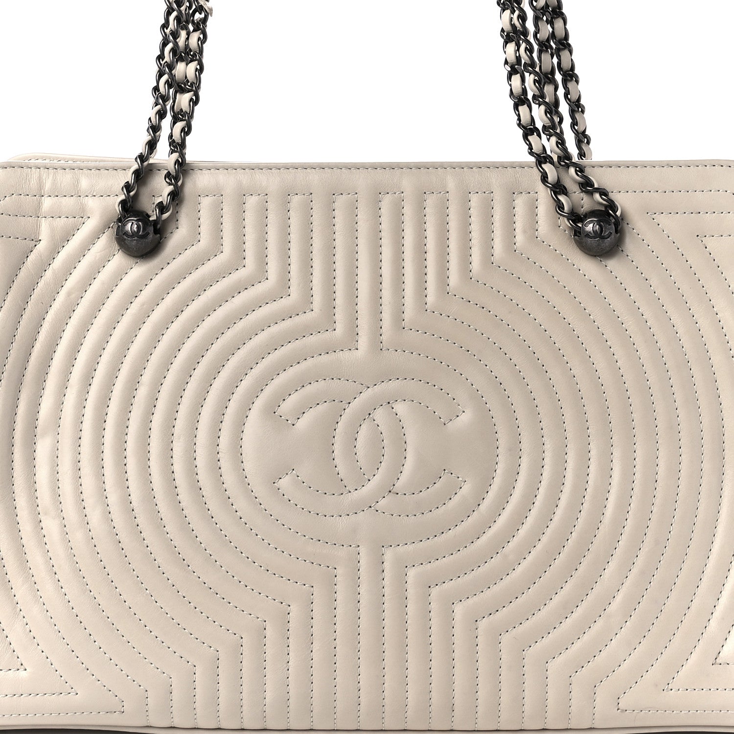 Chanel Glazed Calfskin Quilted Korean Garden Tote Off White 7 of 8