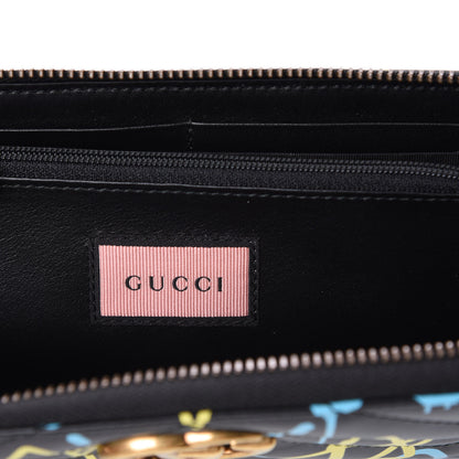 Gucci Calfskin Matelasse GucciGhost GG Marmont Zip Around Wallet Black New Acquamarine 6 of 10