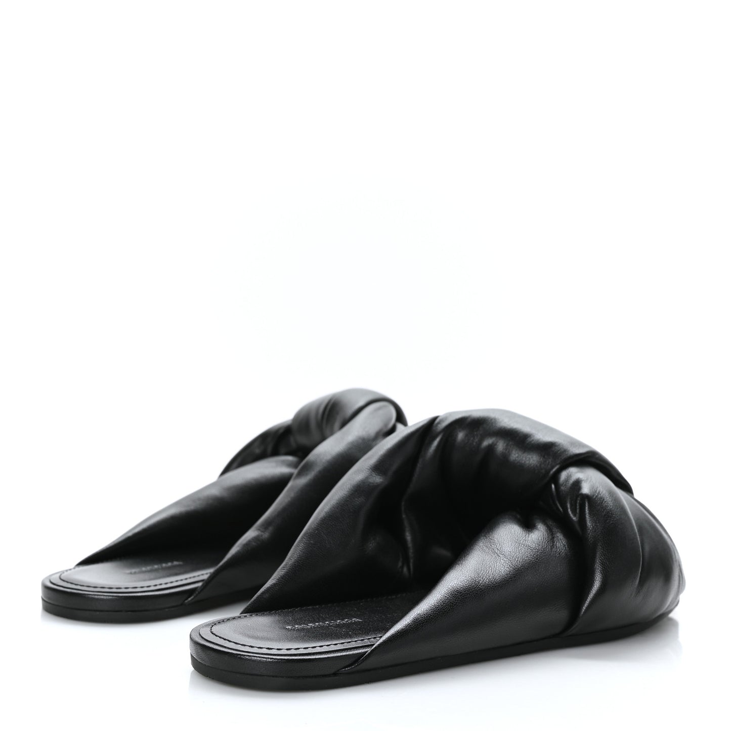Lambskin Drapy Slide Sandals 36 Black