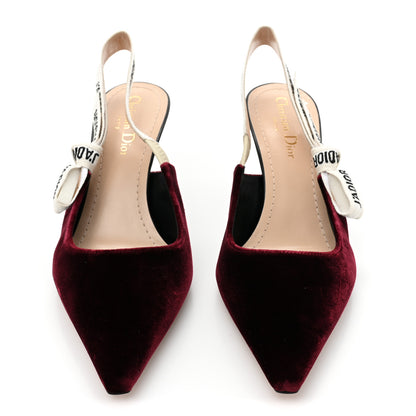 Christian Dior Velvet Ribbon J'Adior Slingback 65mm Pumps 38 Deep Amaranth 2 of 9