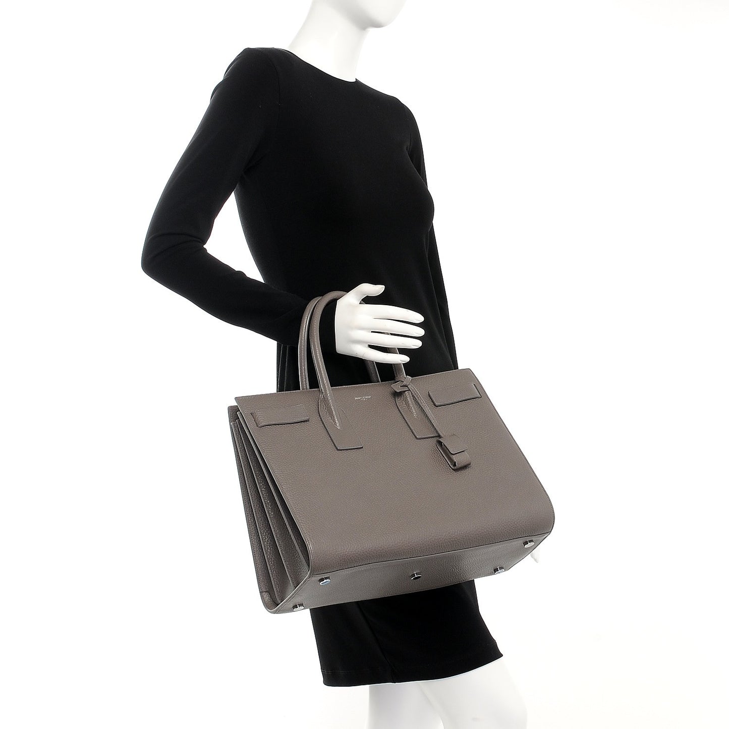 Grained Calfskin Large Sac de Jour Carryall Earth