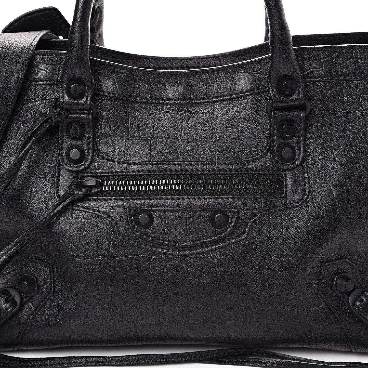 Balenciaga Matte Supple Lambskin Crocodile Embossed Classic Black Hardware S City Black 8 of 12