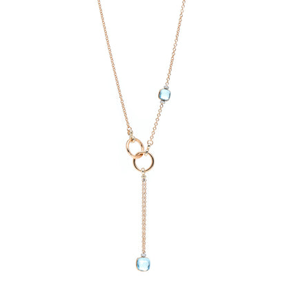 Pomellato 18K Rose Gold Diamond Blue Topaz Nudo Lariat Necklace 1 of 5
