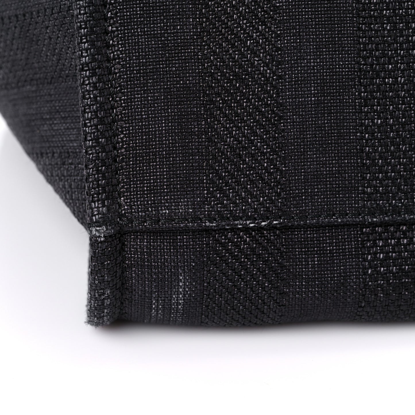 Mixed Fibers Calfskin Striped Medium Deauville Tote Black