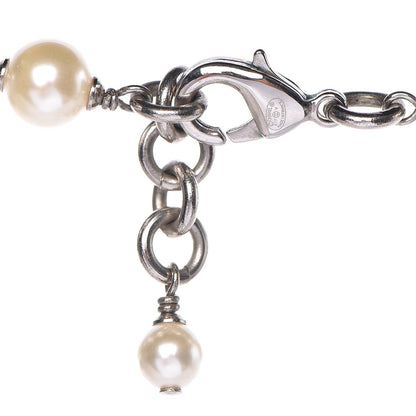 Chanel Crystal Pearl CC Long Necklace Silver 3 of 4
