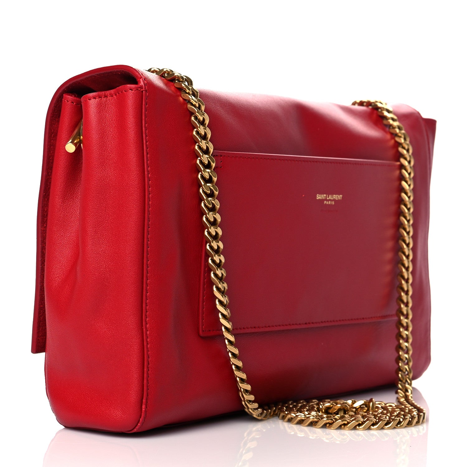 Saint Laurent Smooth Calfskin Suede Medium Reversible Monogram Kate Satchel New Red 9 of 14