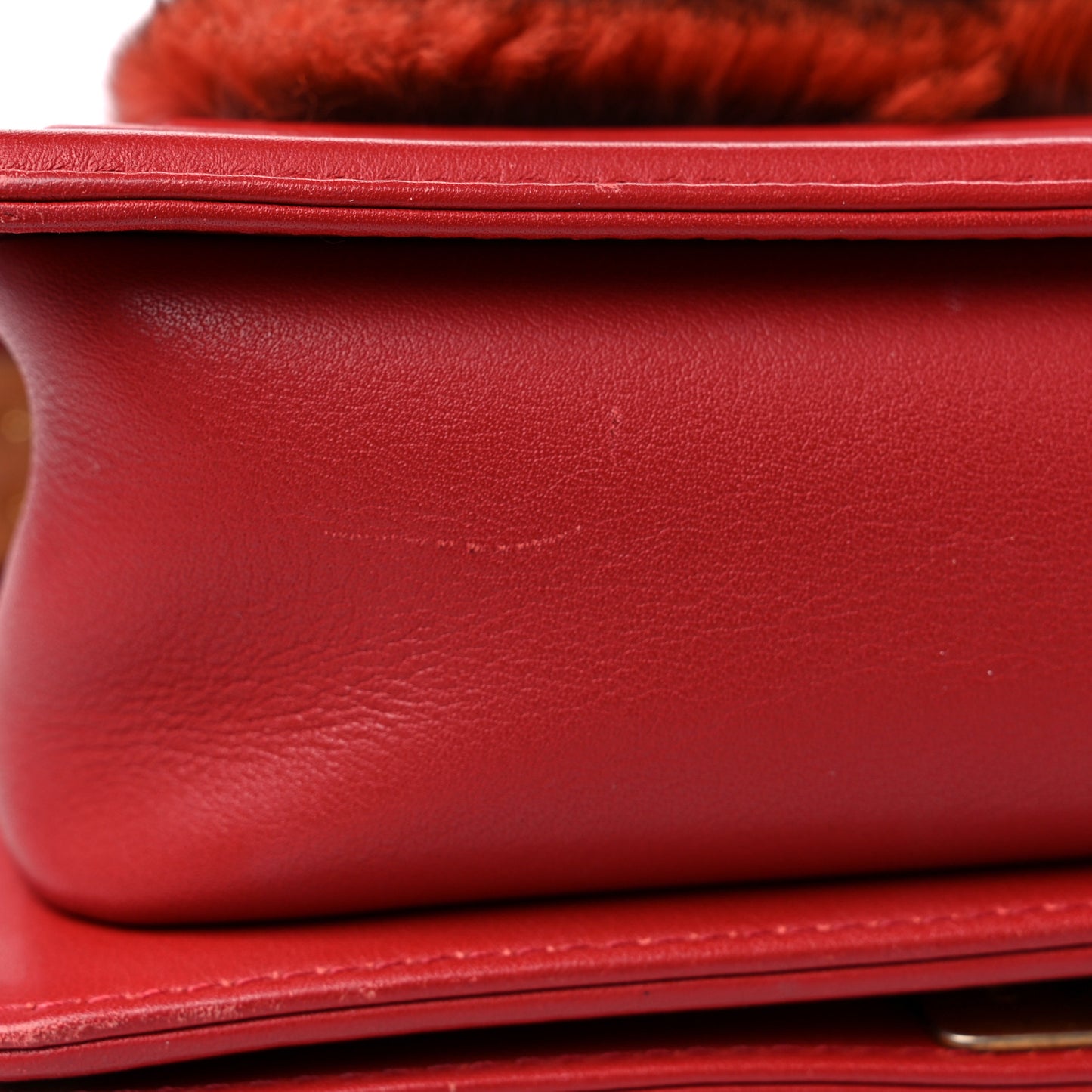 Orylag Rabbit Fur Calfskin Small Boy Flap Red
