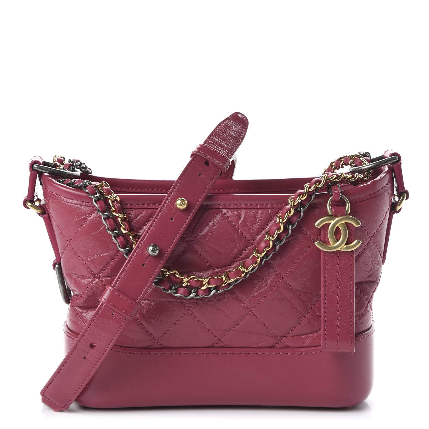 Chanel Aged Calfskin Quilted Small Gabrielle Hobo Dark Pink 1 of 10