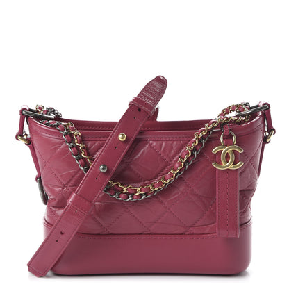 Chanel Aged Calfskin Quilted Small Gabrielle Hobo Dark Pink 1 of 10