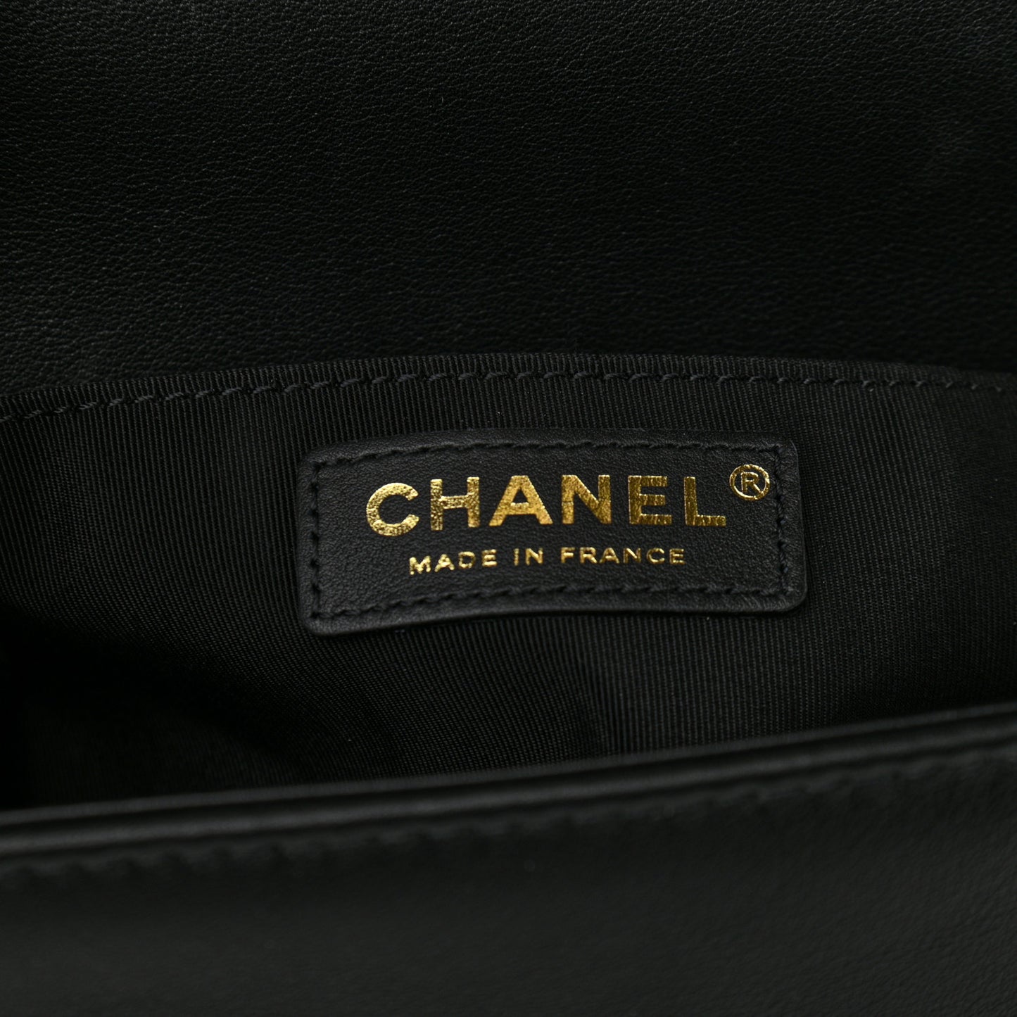 Calfskin Strass Studded Medium Boy Flap Black Gold