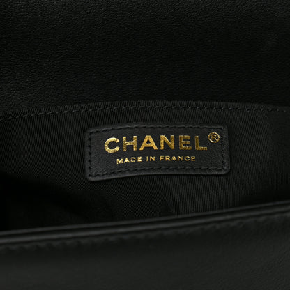 Chanel Calfskin Strass Studded Medium Boy Flap Black Gold 6 of 10