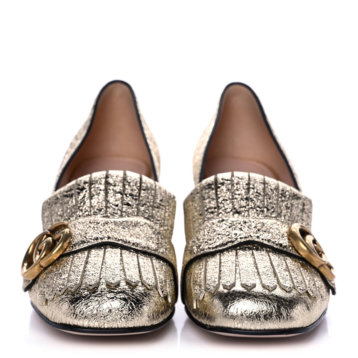 Gucci Galassia GG Marmont Fringe 50mm Loafer Pumps 37 Platino 2 of 10