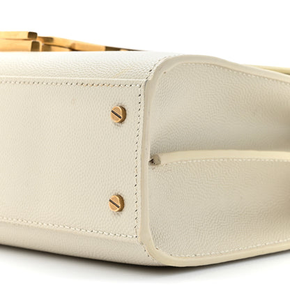 Saint Laurent Grain de Poudre Mini Classic Monogram Cassandra Top Handle Vintage White 9 of 16