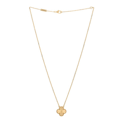 Van Cleef & Arpels 18K Yellow Gold Guilloche Vintage Alhambra Pendant Necklace 3 of 4