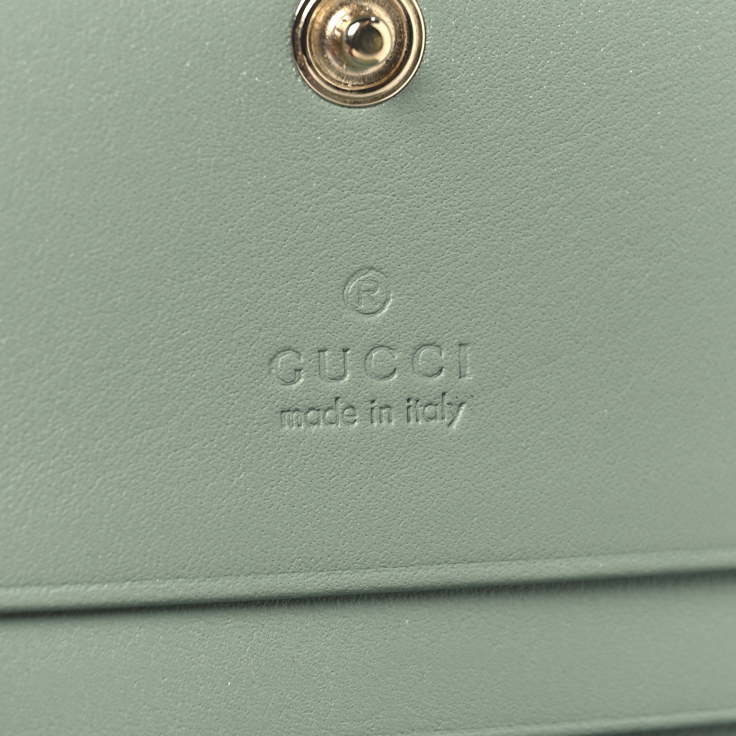 Gucci GG Supreme Monogram Textured Calfskin Emblem Mini Wallet Sage Green 7 of 9