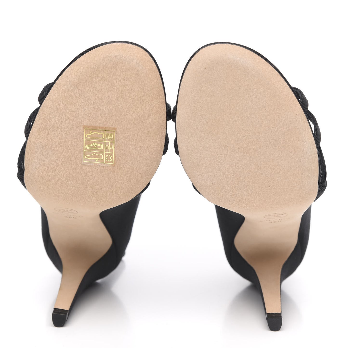 Grosgrain Pearl Open Toe Caged Ankle Boots 38 Black