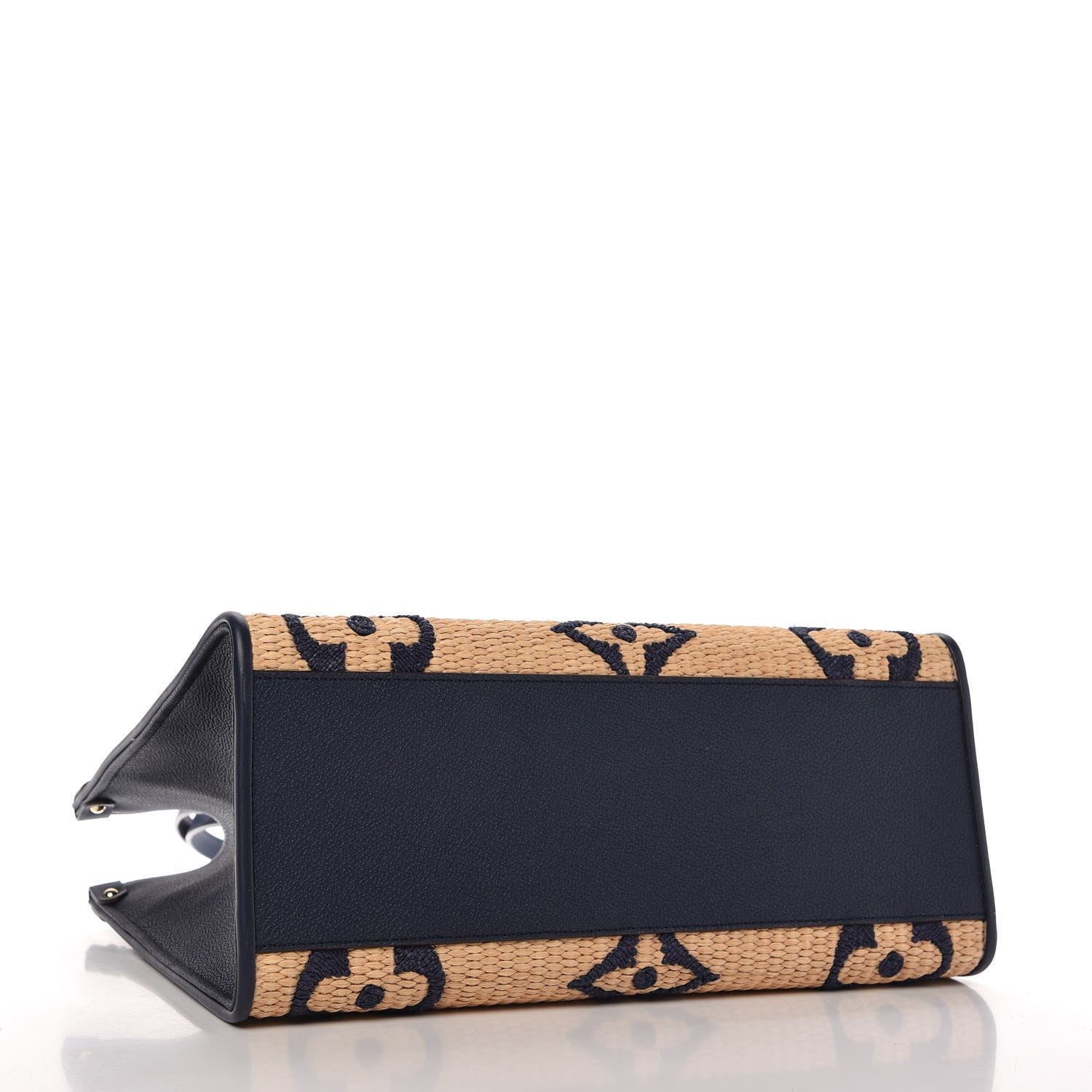 Louis Vuitton Raffia Calfskin Monogram Giant Onthego MM Blue 4 of 10