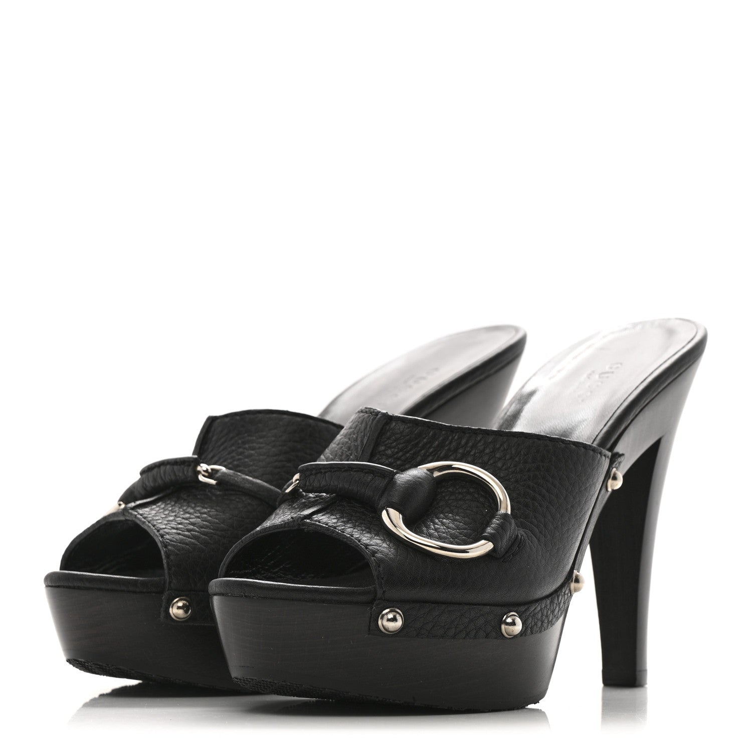 Gucci Cellarius Soft Calfskin Icon Bit 30/120mm Platform Clog Sandals 36 Black 4 of 11