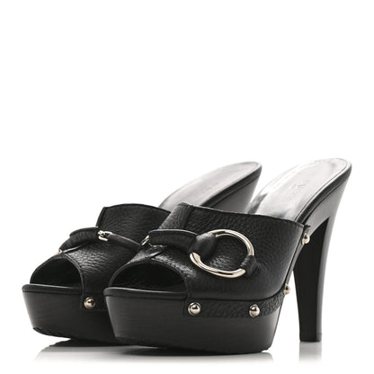 Gucci Cellarius Soft Calfskin Icon Bit 30/120mm Platform Clog Sandals 36 Black 4 of 11