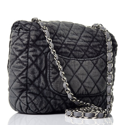 Chanel Washed Denim Quilted Small Denimpression Flap Grey Black 3 of 10
