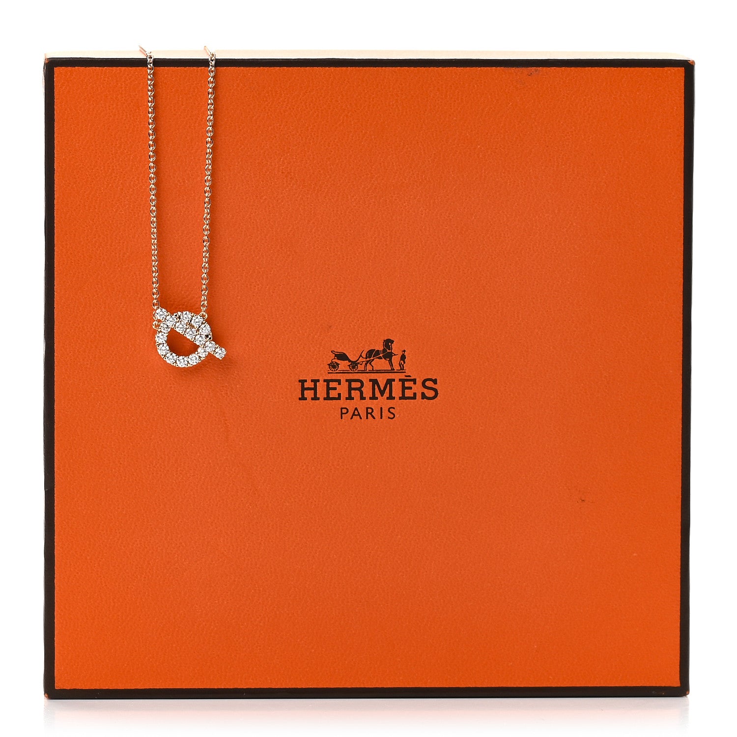 Hermes 18K Rose Gold Diamond Finesse Pendant Necklace 5 of 5