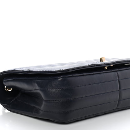 Chanel Calfskin Chevron Quilted Small Statement Flap Navy 7 of 9
