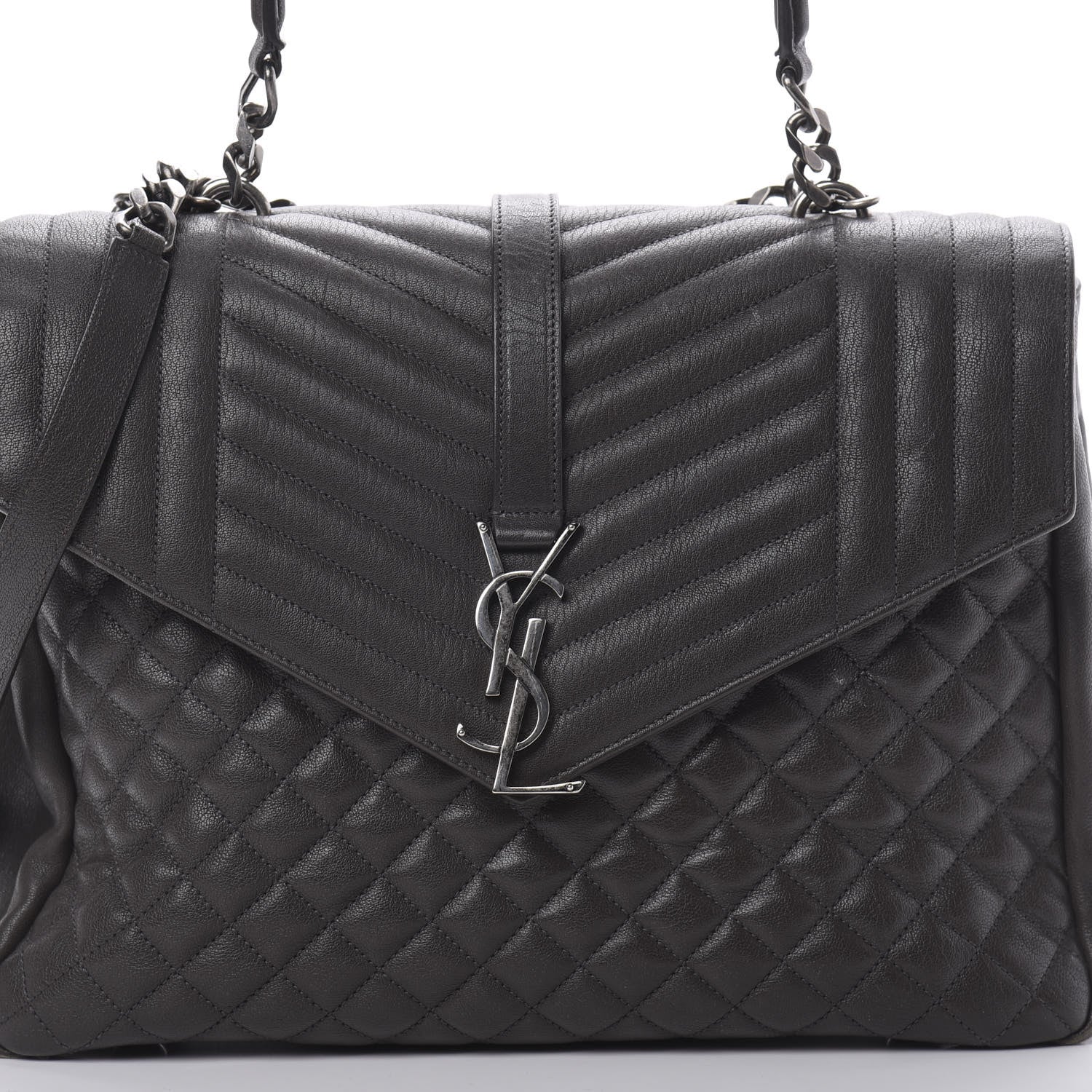 Saint Laurent Sheepskin Tri-quilt Monogram Large College Satchel Asphalt 8 of 18