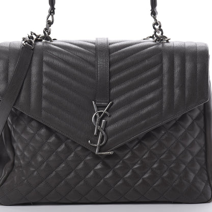 Saint Laurent Sheepskin Tri-quilt Monogram Large College Satchel Asphalt 8 of 18