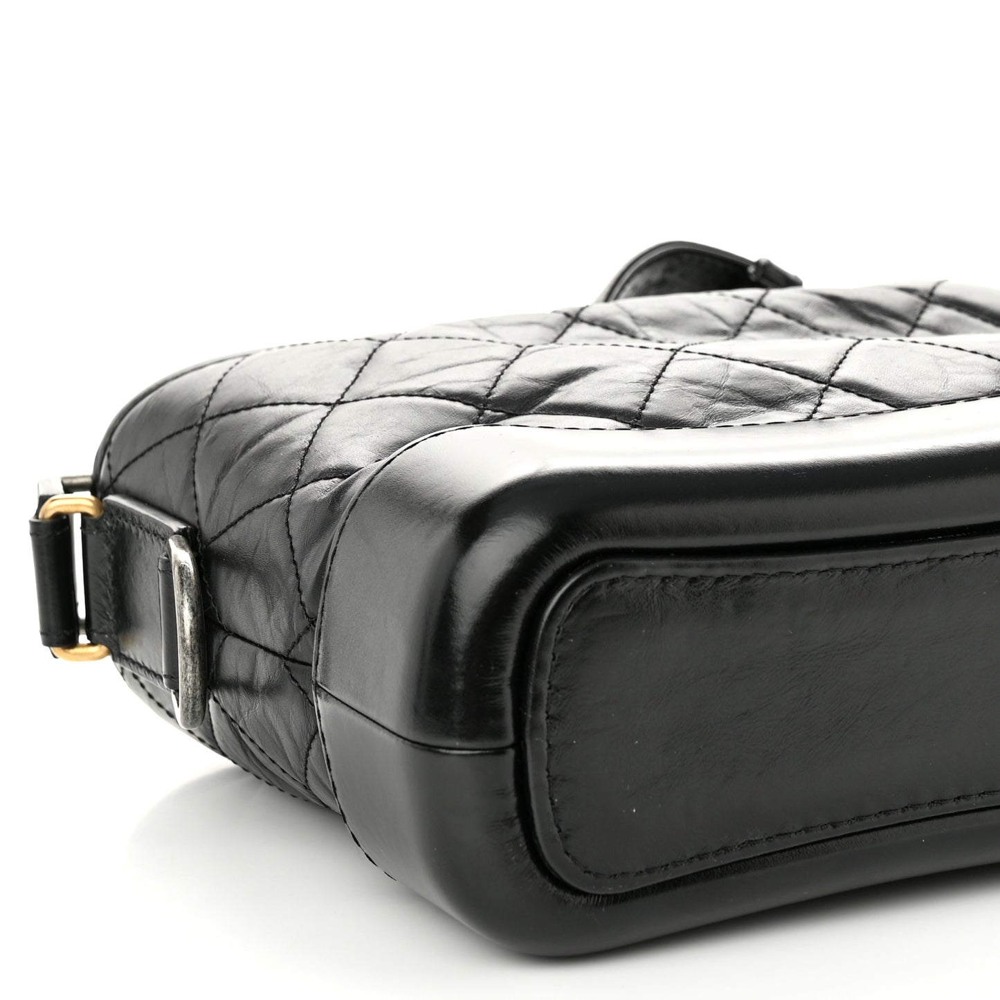 Aged Calfskin Quilted Small Gabrielle Hobo Black