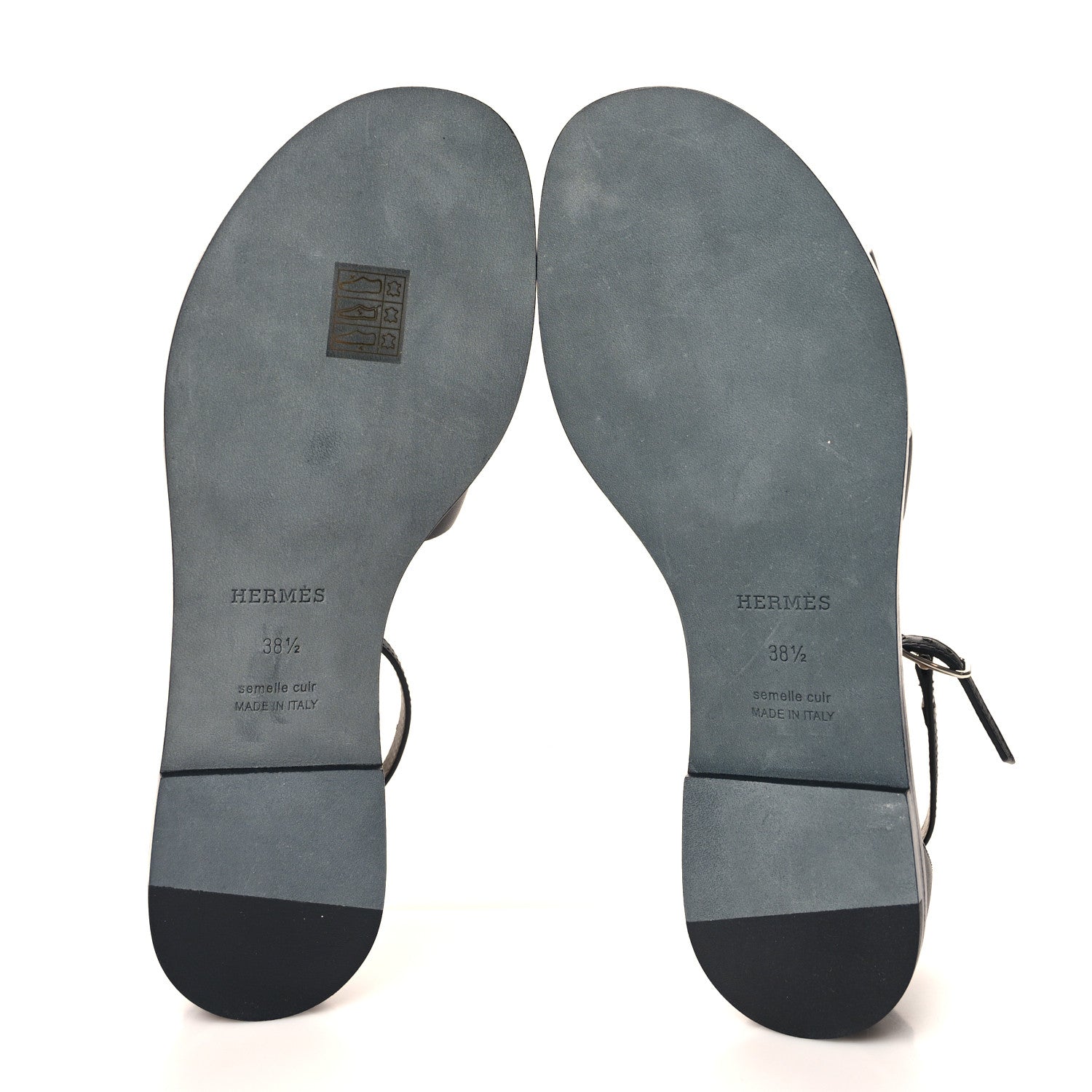 Hermes Calfskin Santorini Sandals 38.5 Black 6 of 10