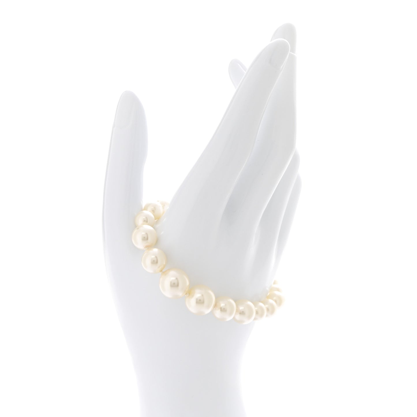 Graduated Pearl Crystal CC Bracelet Gold