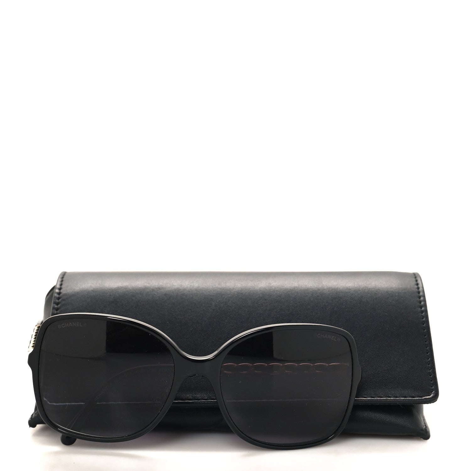 Chanel Acetate Metal Lambskin Square Chain Sunglasses 5210-Q-A Black 7 of 7