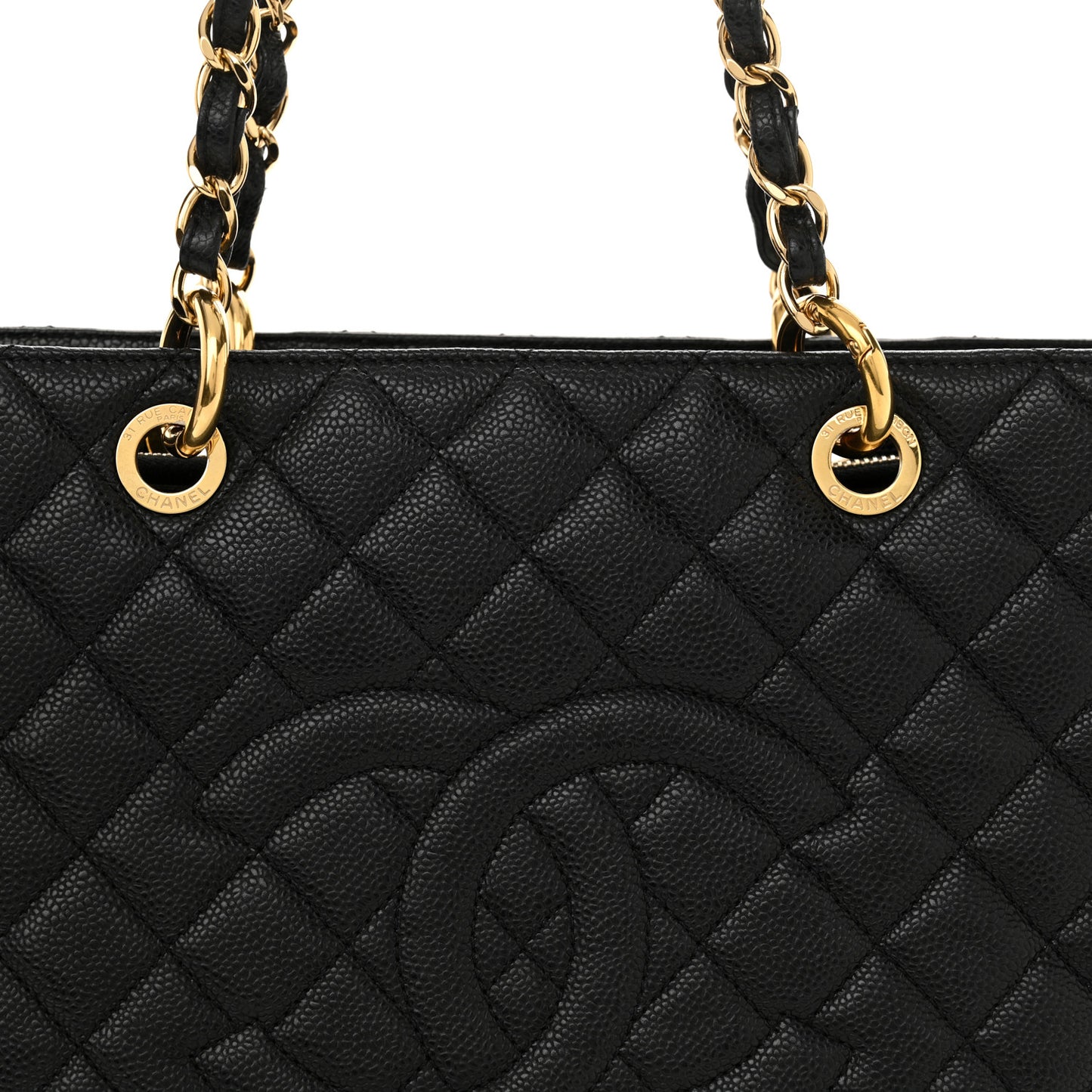 Caviar Quilted Grand Shopping Tote GST Black