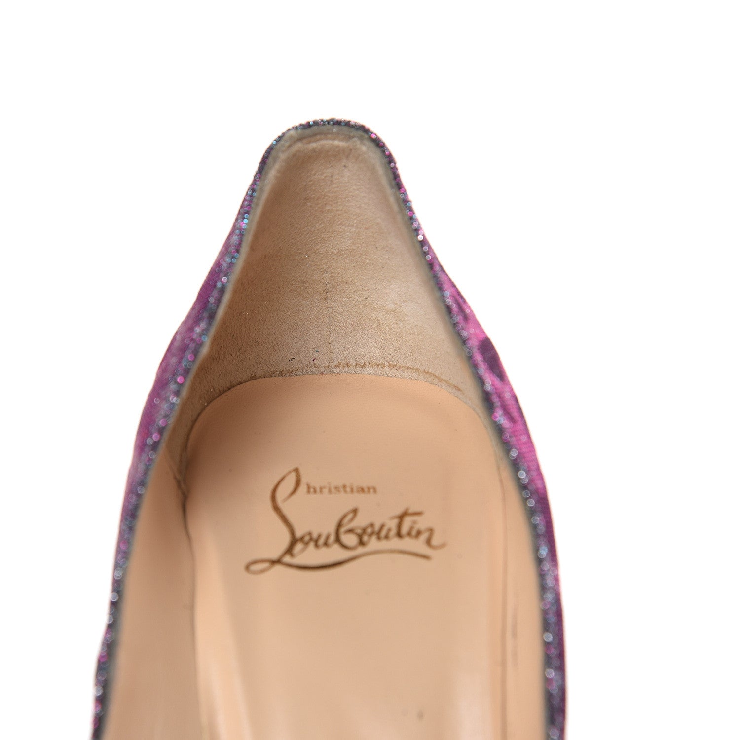 Christian Louboutin Lame Leopard Highness 160 Pumps 38.5 Turquoise Violet 9 of 10