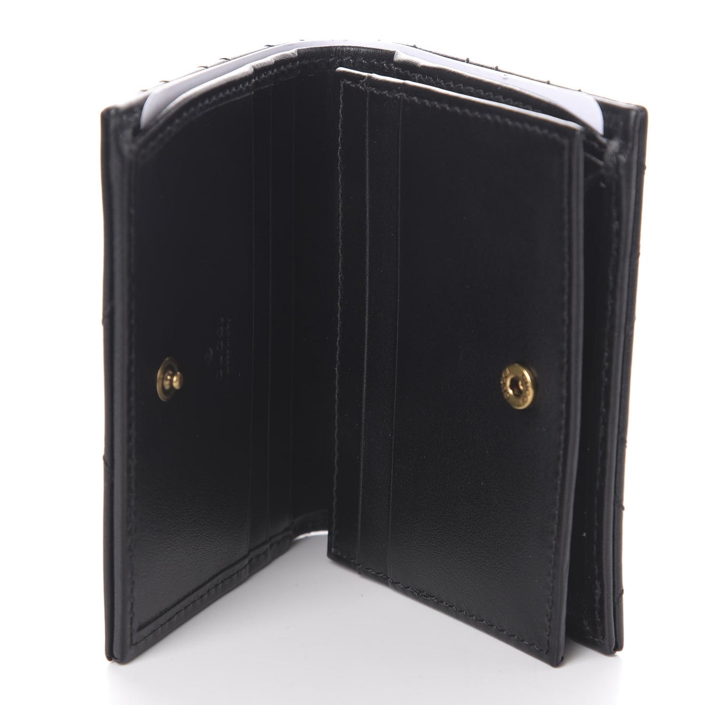 Calfskin Matelasse GG Marmont Card Case Wallet Black