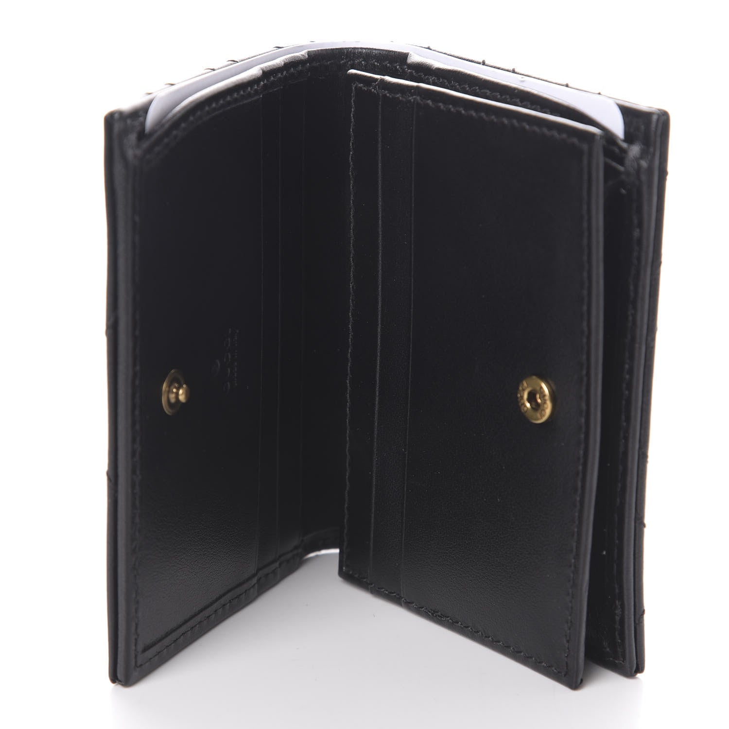 Gucci Calfskin Matelasse GG Marmont Card Case Wallet Black 5 of 6