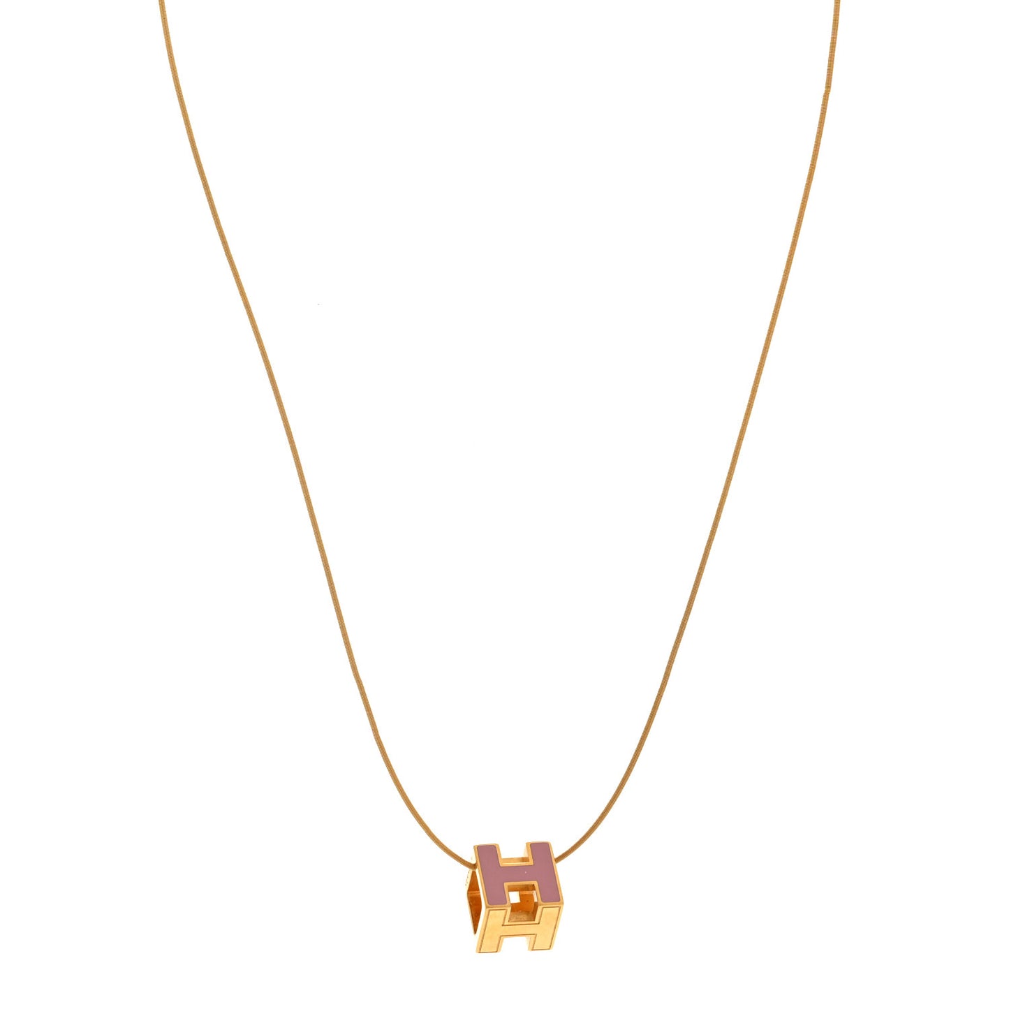 Gold Lacquered Cage d'H Pendant Necklace Rose Dragee