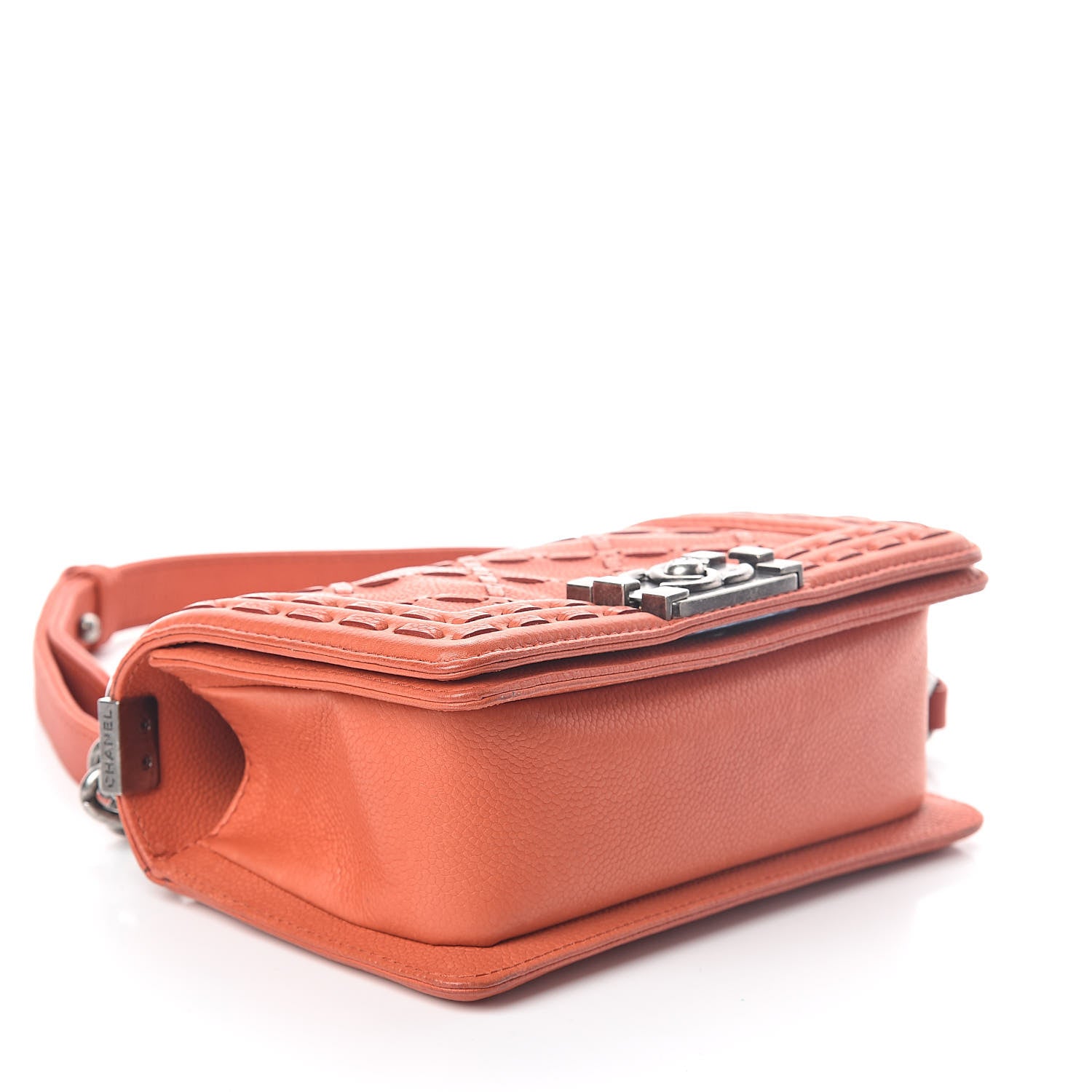 Chanel Caviar Stitched Small Boy Flap Dark Orange 4 of 10