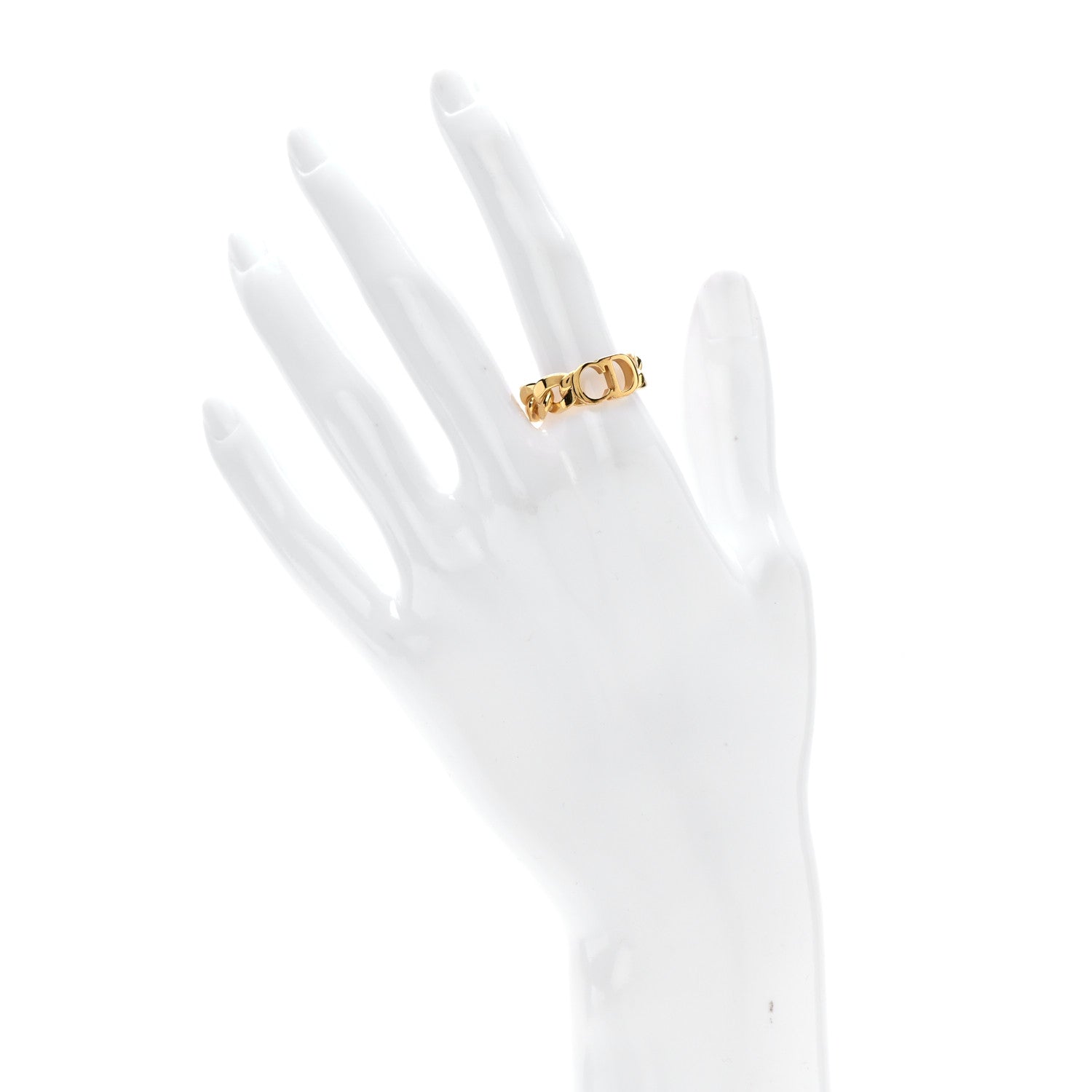 Christian Dior Metal Danseuse Etoile Chain Ring 54 7 Gold 2 of 5
