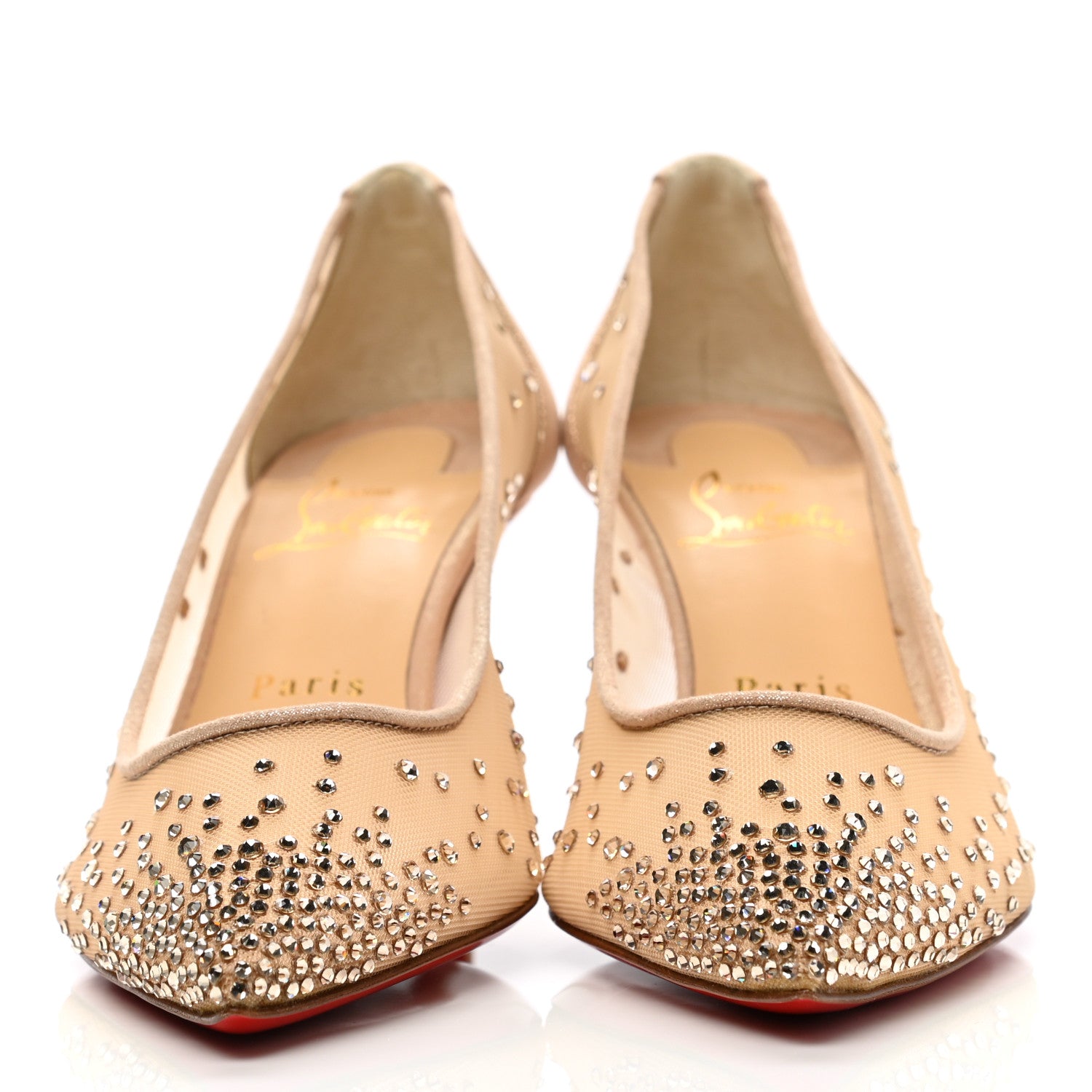 Christian Louboutin Suede Lame Crystal Strass Follies 70 Pumps 36.5 Light Silk 2 of 9