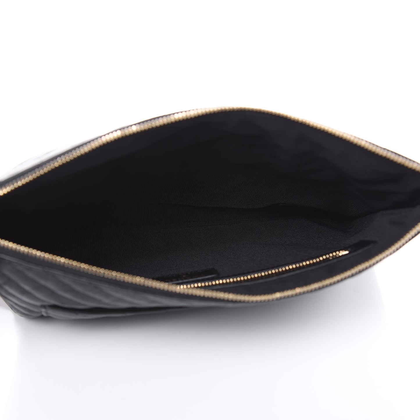 Crumpled Calfskin Chevron Quilted Medium Cosmetic Case Black