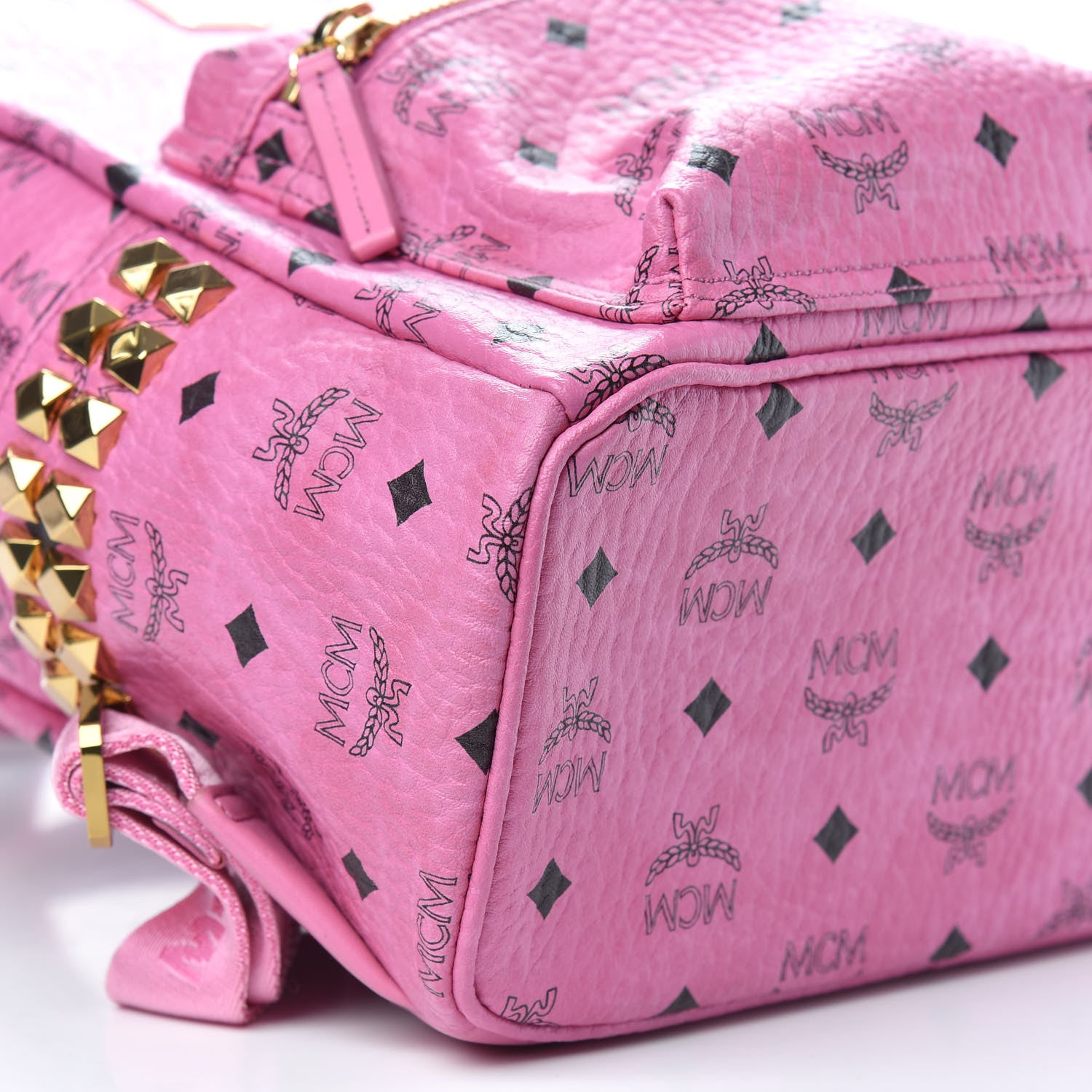 MCM Visetos Small Side Stud Stark Backpack Pink 6 of 7